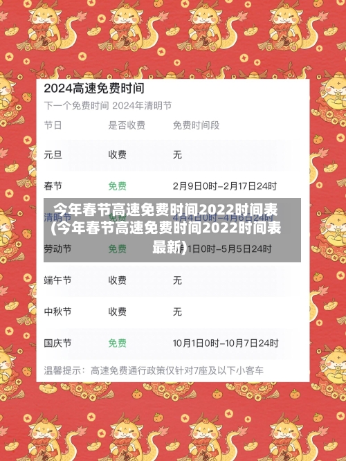 今年春节高速免费时间2022时间表(今年春节高速免费时间2022时间表最新)