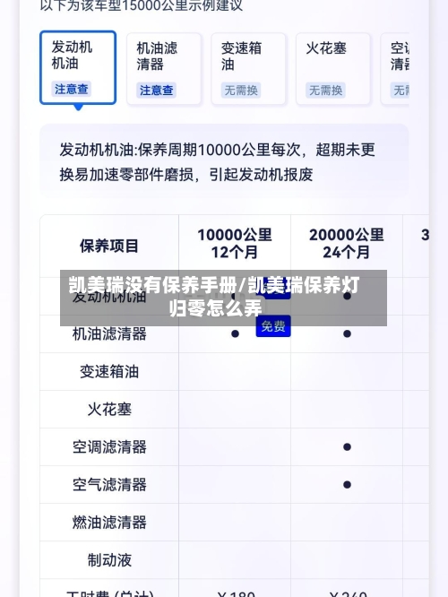 凯美瑞没有保养手册/凯美瑞保养灯归零怎么弄