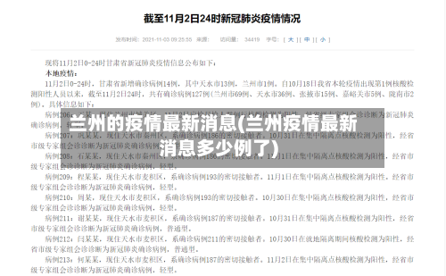 兰州的疫情最新消息(兰州疫情最新消息多少例了)