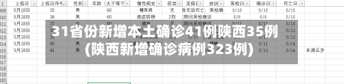 31省份新增本土确诊41例陕西35例(陕西新增确诊病例323例)