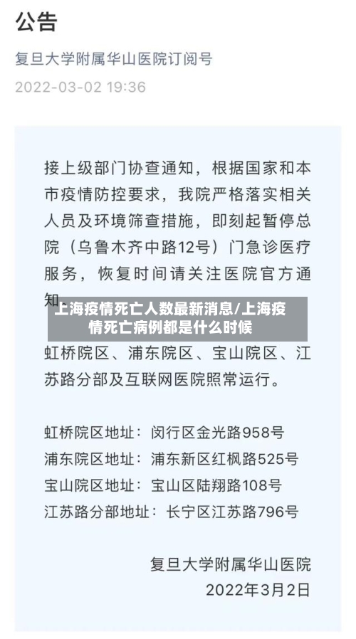 上海疫情死亡人数最新消息/上海疫情死亡病例都是什么时候