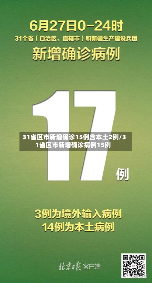 31省区市新增确诊15例含本土2例/31省区市新增确诊病例15例