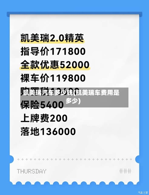 凯美瑞汽车多少钱(凯美瑞车费用是多少)