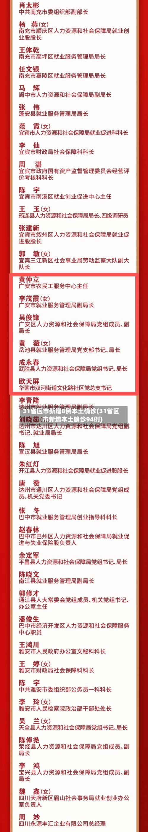 31省区市新增8例本土确诊(31省区市新增本土确诊94例)