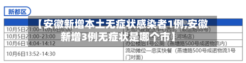 【安徽新增本土无症状感染者1例,安徽新增3例无症状是哪个市】