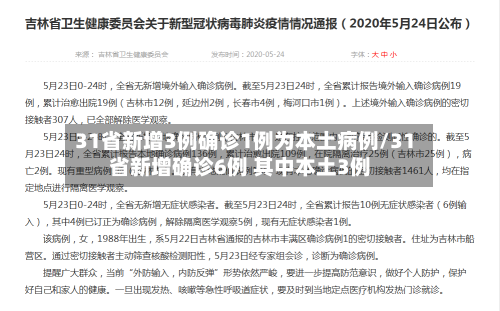 31省新增3例确诊1例为本土病例/31省新增确诊6例 其中本土3例