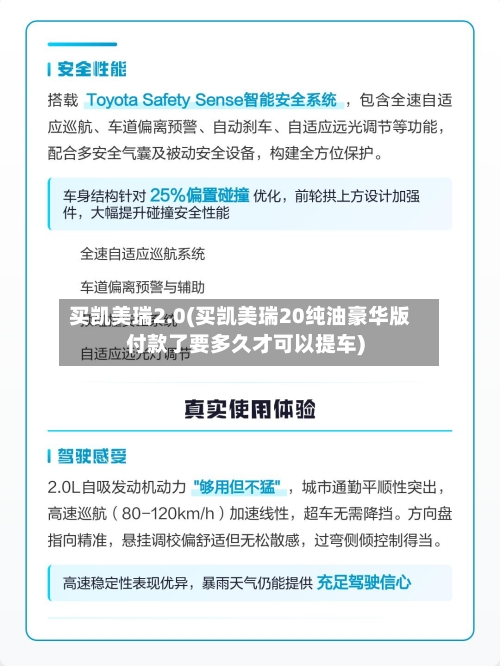 买凯美瑞2.0(买凯美瑞20纯油豪华版付款了要多久才可以提车)