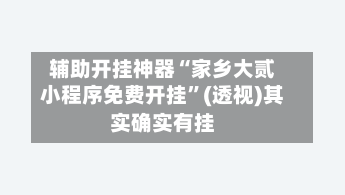 辅助开挂神器“家乡大贰小程序免费开挂”(透视)其实确实有挂