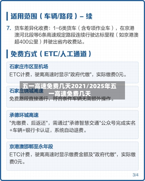 五一高速免费几天2021/2025年五一高速免费几天