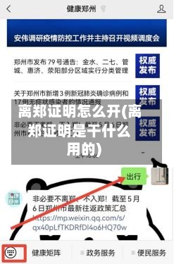 离郑证明怎么开(离郑证明是干什么用的)
