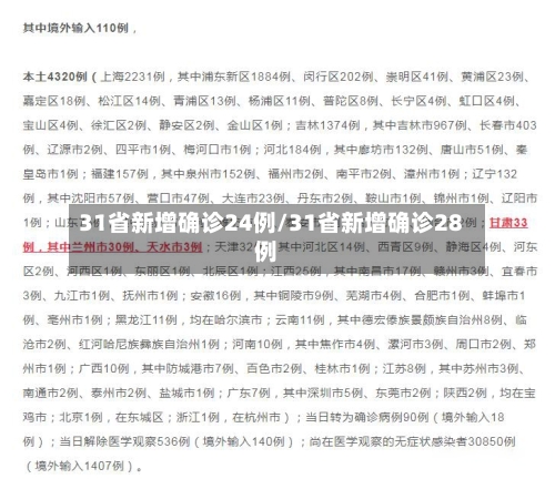 31省新增确诊24例/31省新增确诊28例
