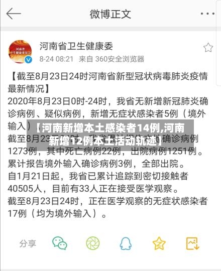 【河南新增本土感染者14例,河南新增12例本土活动轨迹】